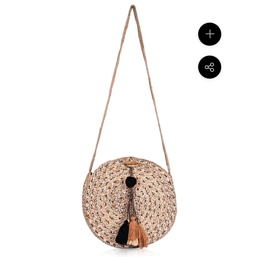 America and beyond GOLD COLOR JUTE CROSSBODY BAG BOHO CROSSBODY PURSE